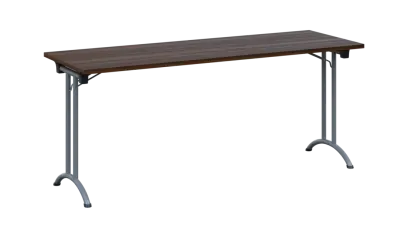 SLA 180 lak skládací jednací stůl 1800x600, deska 25 mm, podnož stříbrný lak, deska ořech královský